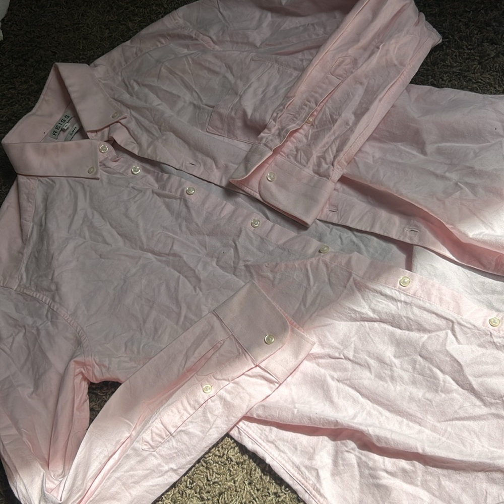Reiss Remote Slim Fit Button Down Dress Shirt Pink Size